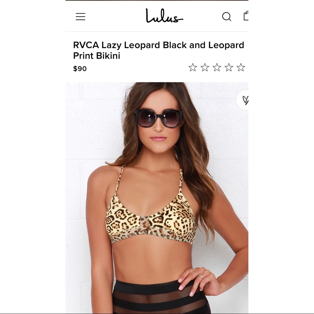 NWOT RVCA leopard print bikini top